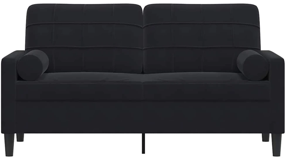 Dvivietė sofa su pagalvėlėmis, juodos spalvos, 140cm, aksomas