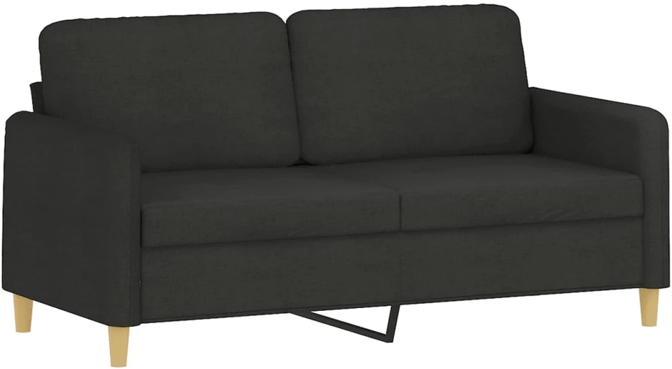 Dvivietė sofa su pagalvėlėmis, juodos spalvos, 140cm, audinys