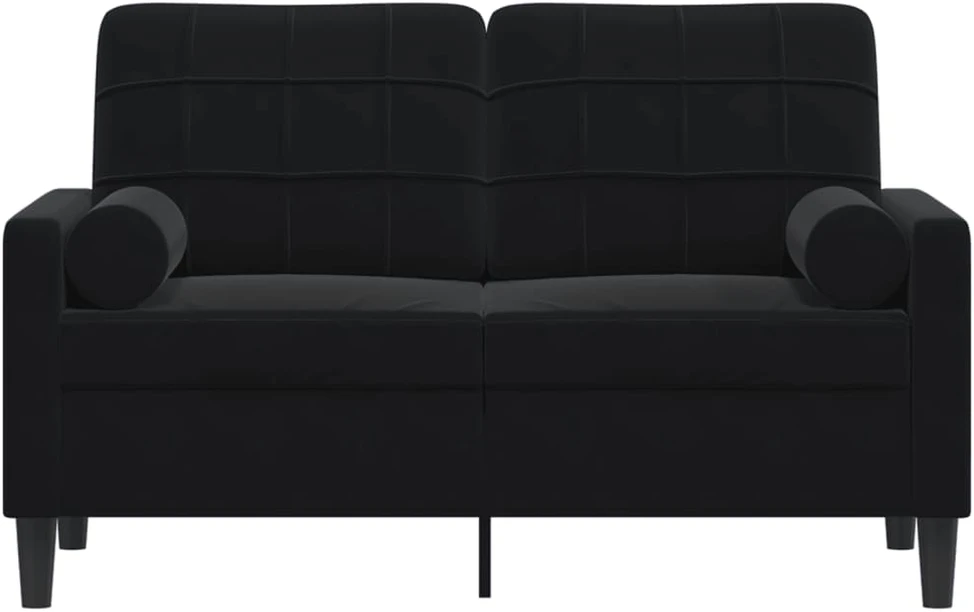 Dvivietė sofa su pagalvėlėmis, juodos spalvos, 120cm, aksomas