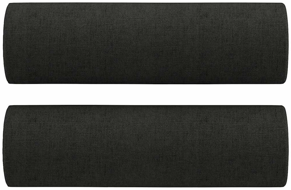 Dvivietė sofa su pagalvėlėmis, juodos spalvos, 120cm, audinys