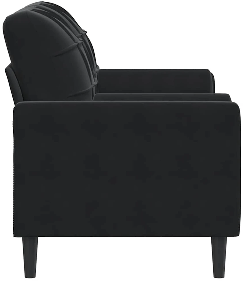 Dvivietė sofa su pagalvėlėmis, juodos spalvos, 140cm, aksomas