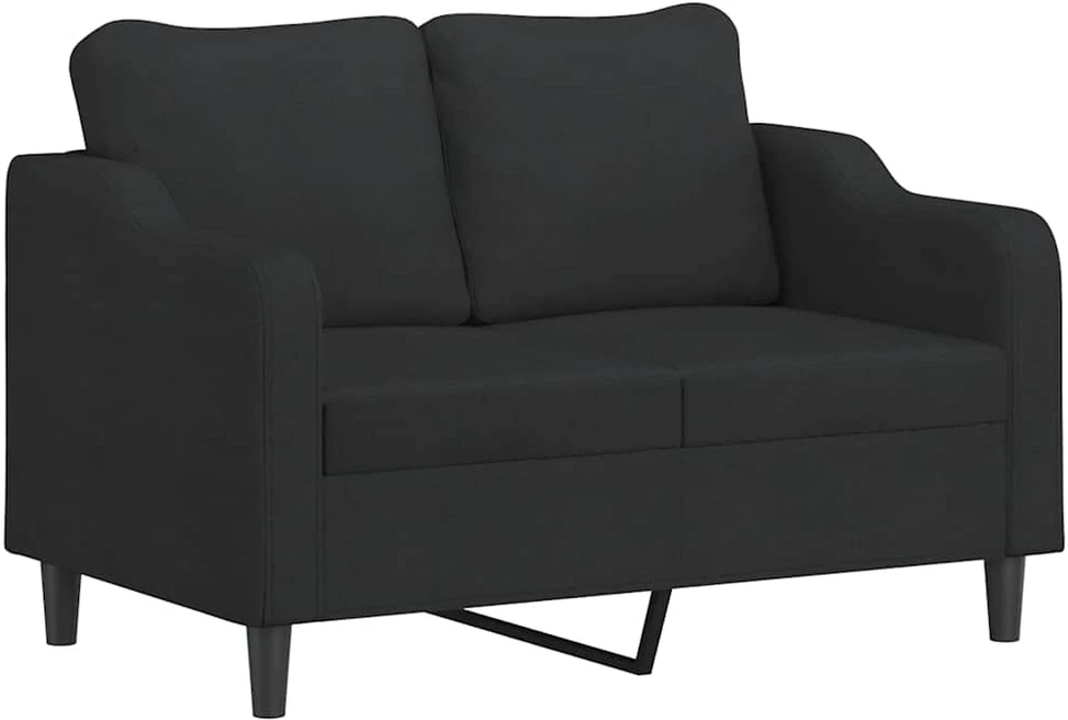 Dvivietė sofa su pagalvėlėmis, juodos spalvos, 120cm, audinys