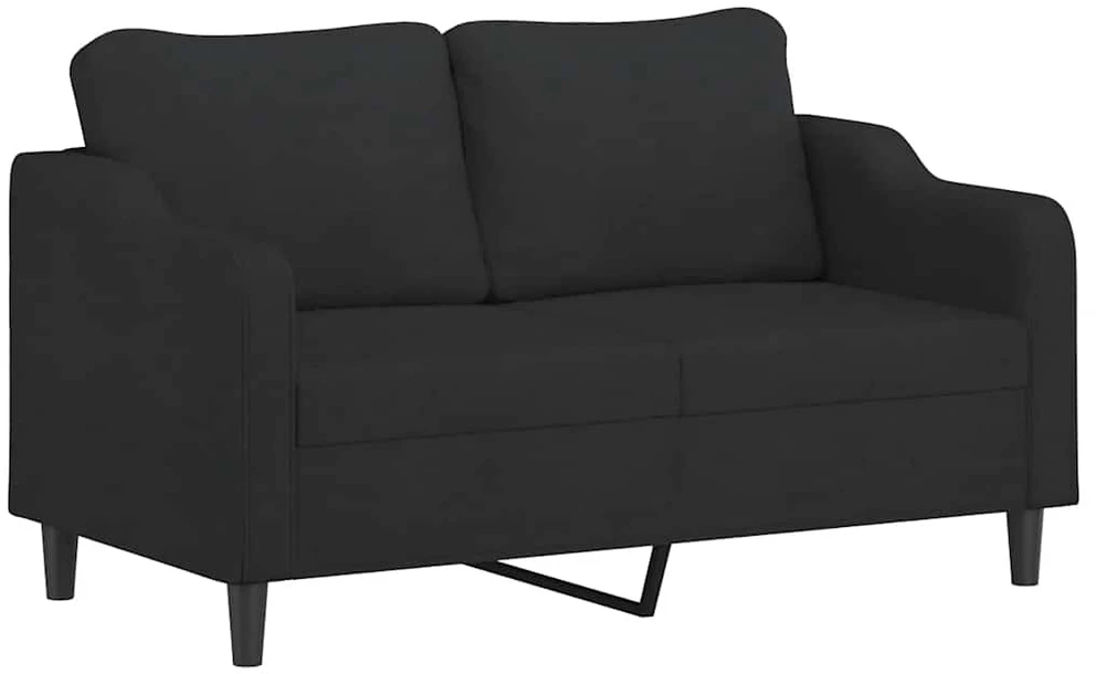 Dvivietė sofa su pagalvėlėmis, juodos spalvos, 140cm, audinys