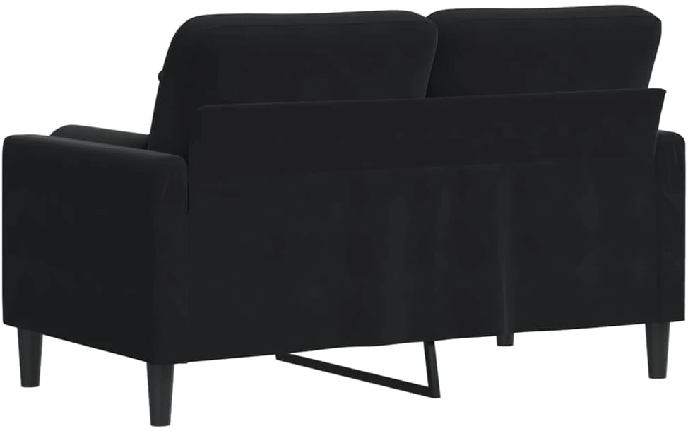 Dvivietė sofa su pagalvėlėmis, juodos spalvos, 120cm, aksomas