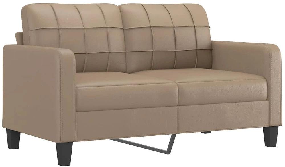 Dvivietė sofa su pagalvėlėmis, kapučino, 140cm, dirbtinė oda