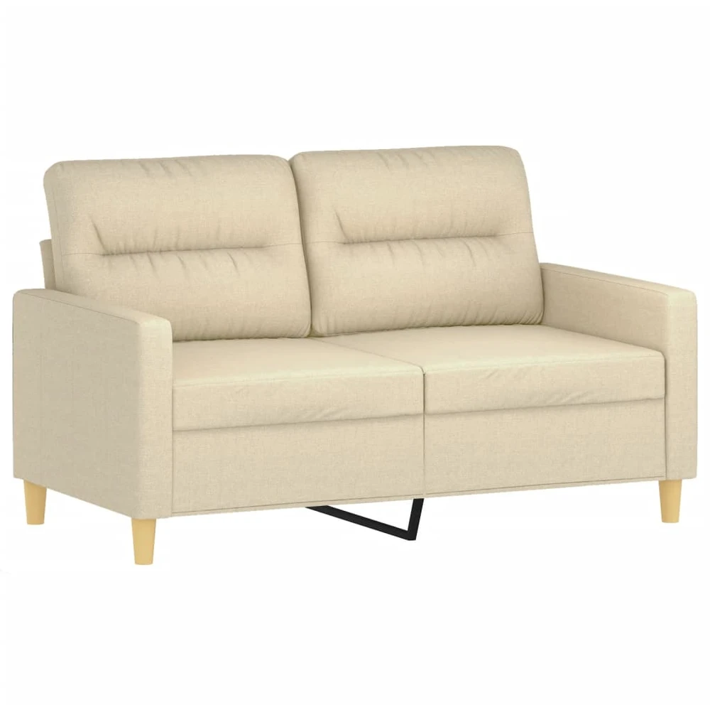 Dvivietė sofa su pagalvėlėmis, kreminės spalvos, 120cm, audinys