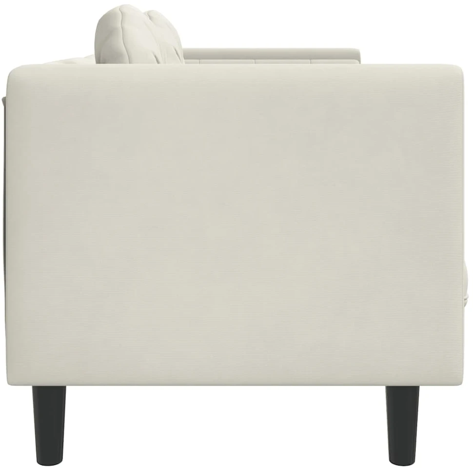 Dvivietė sofa su pagalvėlėmis, kreminės spalvos, aksomas