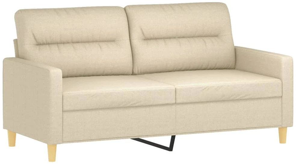 Dvivietė sofa su pagalvėlėmis, kreminės spalvos, 140cm, audinys