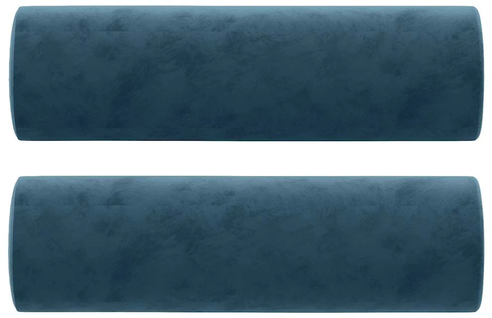 Dvivietė sofa su pagalvėlėmis, mėlynos spalvos, 120cm, aksomas