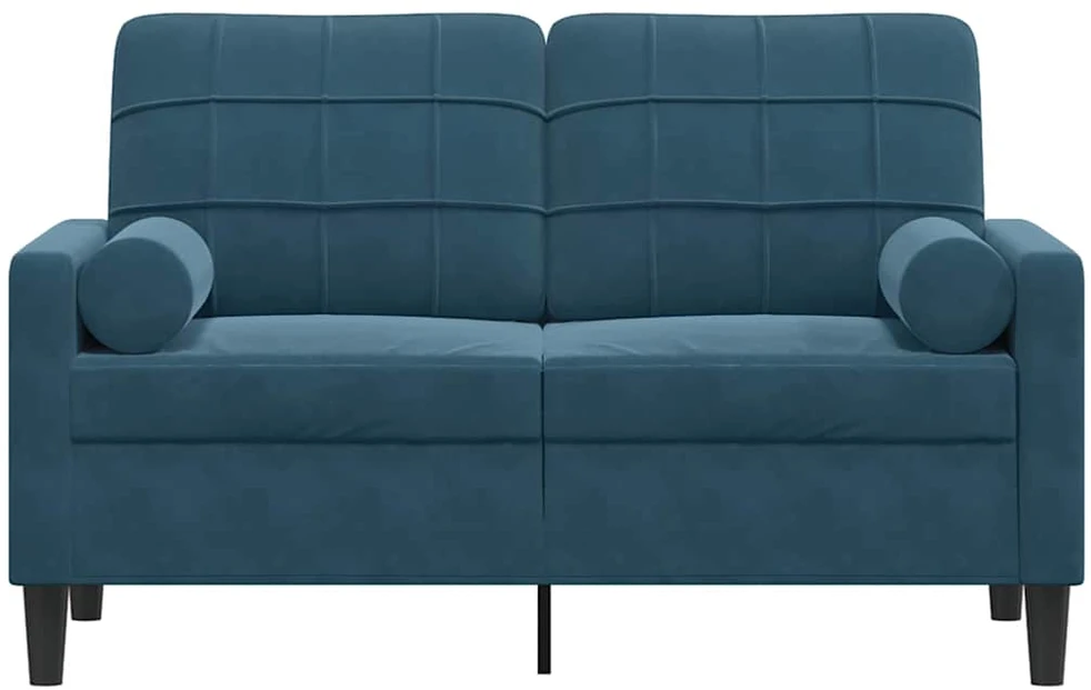 Dvivietė sofa su pagalvėlėmis, mėlynos spalvos, 120cm, aksomas