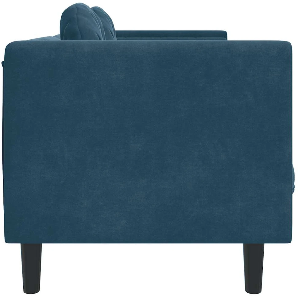 Dvivietė sofa su pagalvėlėmis, mėlynos spalvos, aksomas