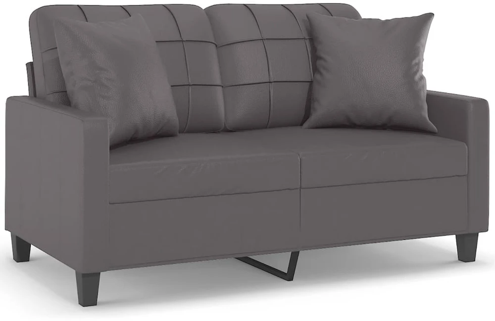 Dvivietė sofa su pagalvėlėmis, pilka, 120cm, dirbtinė oda