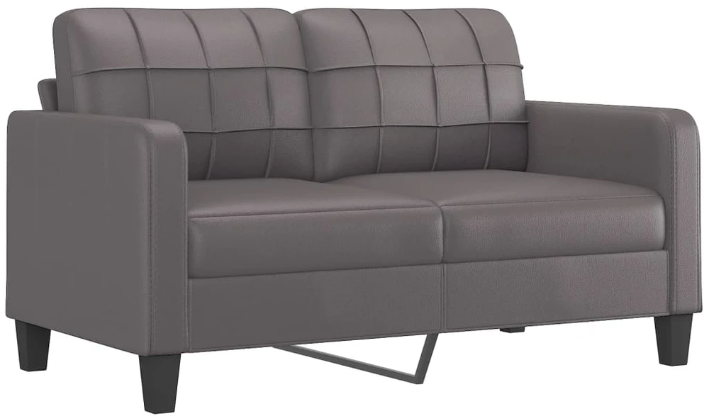 Dvivietė sofa su pagalvėlėmis, pilka, 140cm, dirbtinė oda