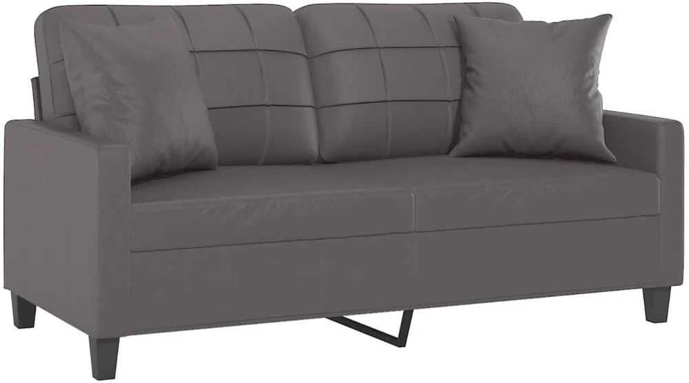 Dvivietė sofa su pagalvėlėmis, pilka, 140cm, dirbtinė oda
