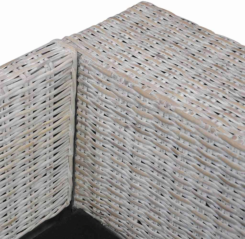 Dvivietė sofa su pagalvėlėmis, pilkos spalvos, natūr. ratanas