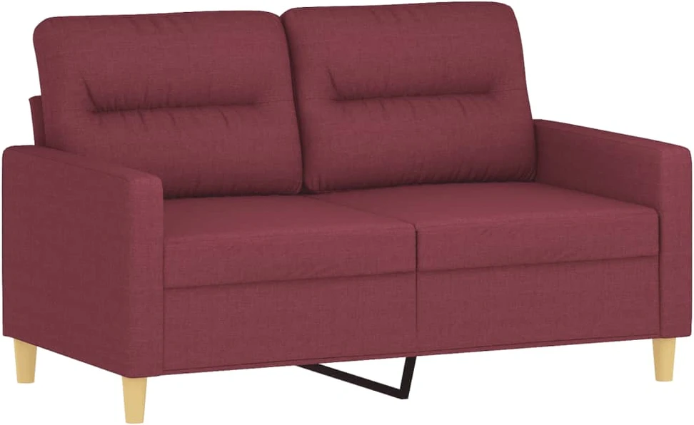 Dvivietė sofa su pagalvėlėmis, raudonojo vyno, 120cm, audinys