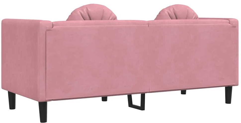 Dvivietė sofa su pagalvėlėmis, rožinės spalvos, aksomas