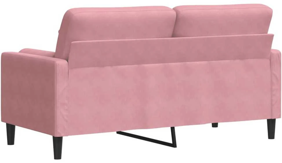 Dvivietė sofa su pagalvėlėmis, rožinės spalvos, 140cm, aksomas