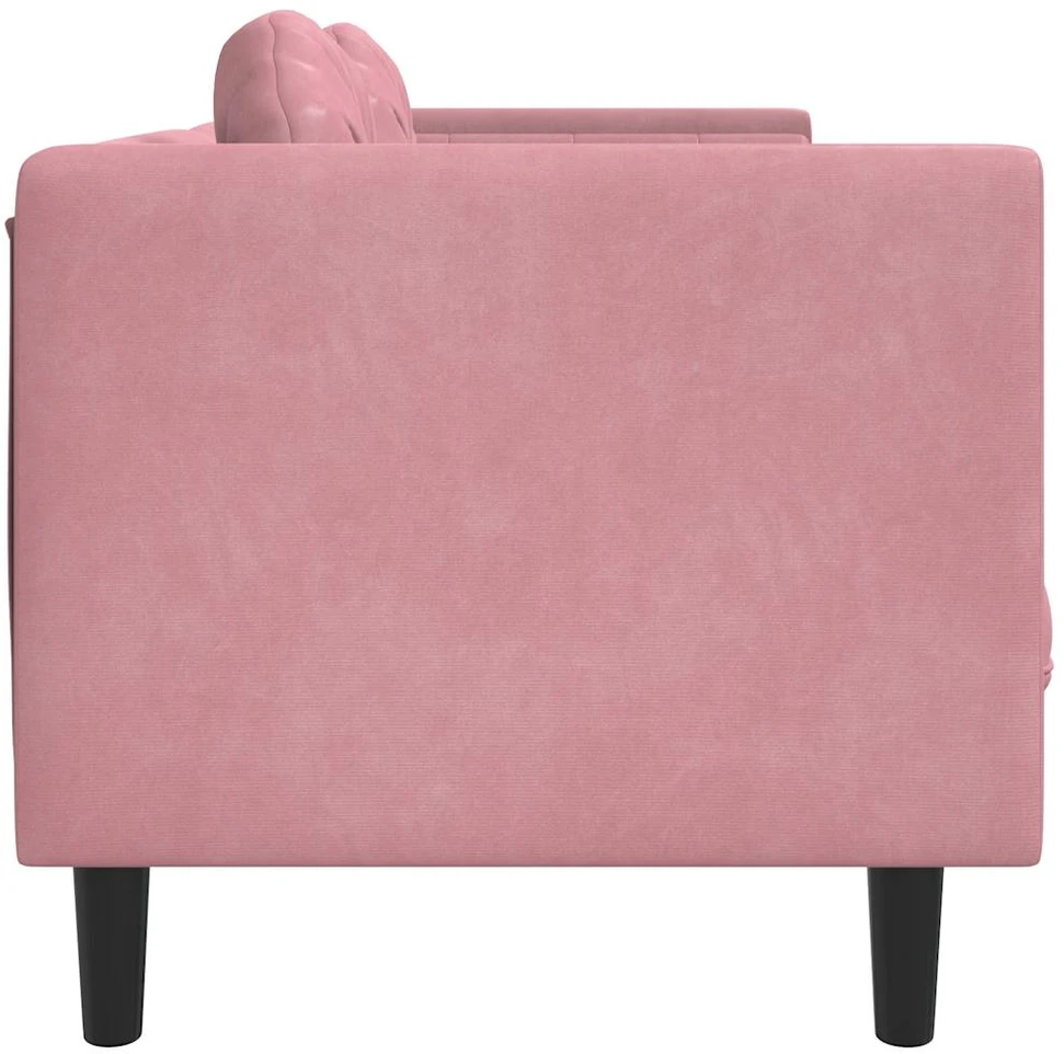 Dvivietė sofa su pagalvėlėmis, rožinės spalvos, aksomas