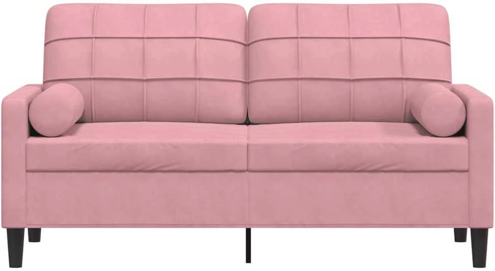 Dvivietė sofa su pagalvėlėmis, rožinės spalvos, 140cm, aksomas