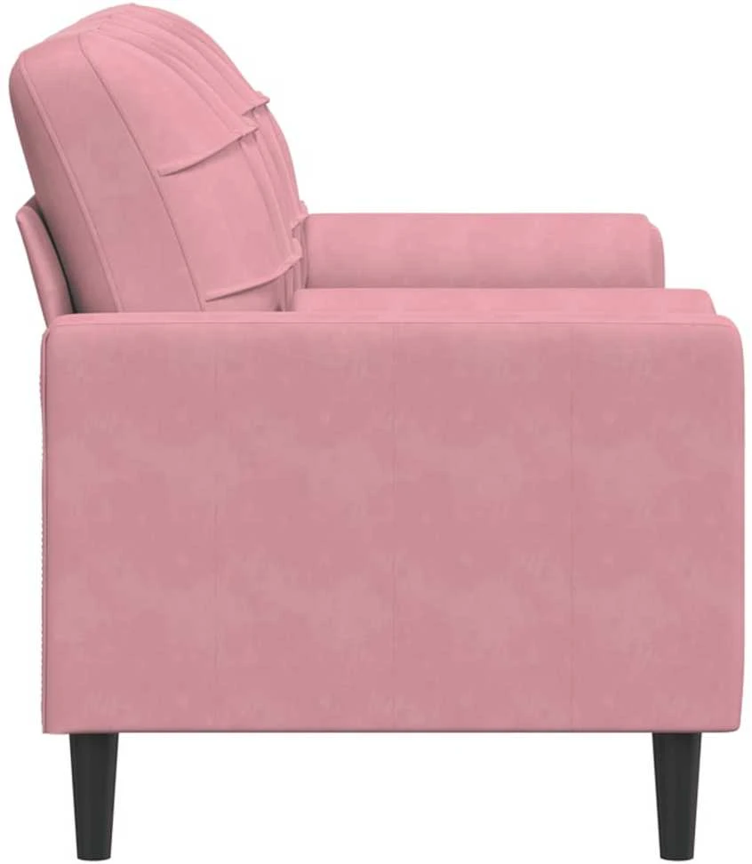 Dvivietė sofa su pagalvėlėmis, rožinės spalvos, 140cm, aksomas