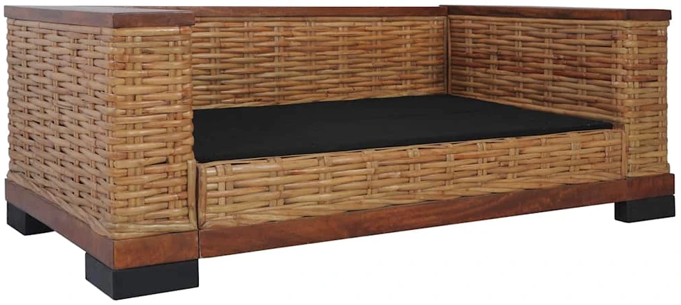 Dvivietė sofa su pagalvėlėmis, rudos sp., natūralus ratanas