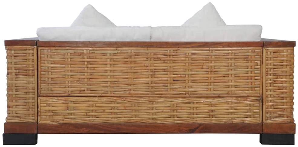 Dvivietė sofa su pagalvėlėmis, rudos sp., natūralus ratanas