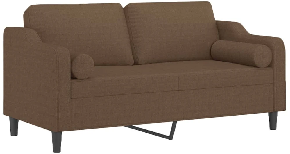 Dvivietė sofa su pagalvėlėmis, rudos spalvos, 140cm, audinys