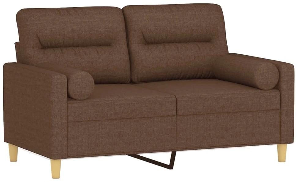 Dvivietė sofa su pagalvėlėmis, rudos spalvos, 120cm, audinys