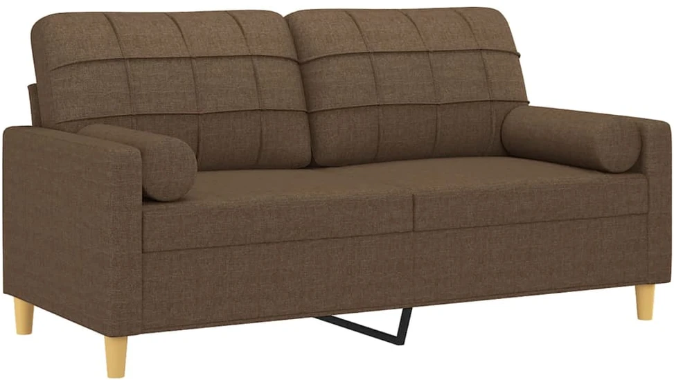 Dvivietė sofa su pagalvėlėmis, rudos spalvos, 140cm, audinys
