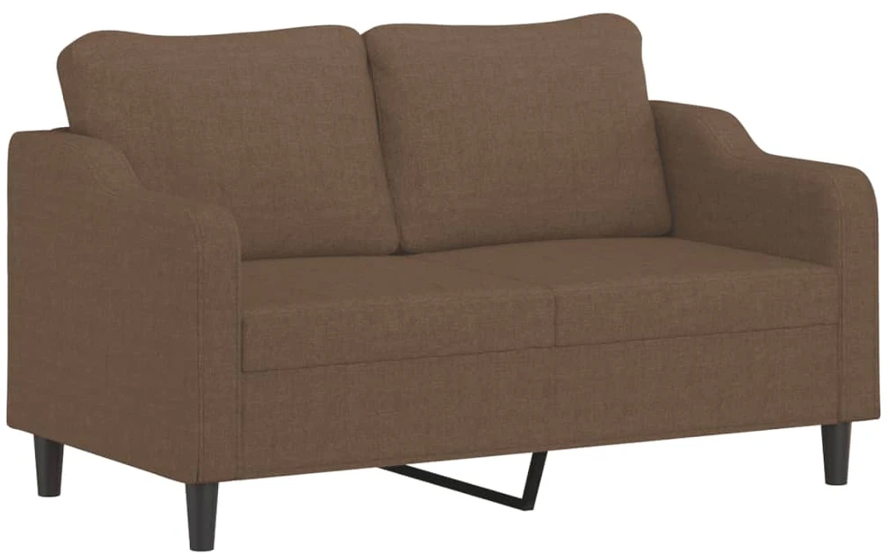 Dvivietė sofa su pagalvėlėmis, rudos spalvos, 140cm, audinys