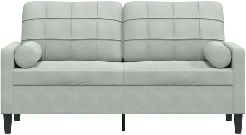 Dvivietė sofa su pagalvėlėmis, šviesiai pilka, 140cm, aksomas