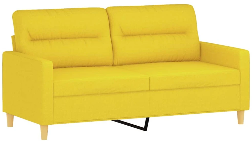 Dvivietė sofa su pagalvėlėmis, šviesiai geltona, 140cm, audinys