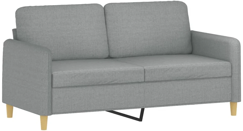 Dvivietė sofa su pagalvėlėmis, šviesiai pilka, 140cm, audinys