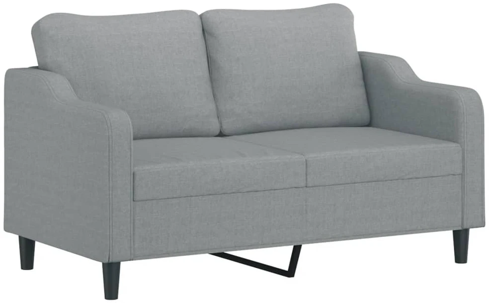 Dvivietė sofa su pagalvėlėmis, šviesiai pilka, 140cm, audinys