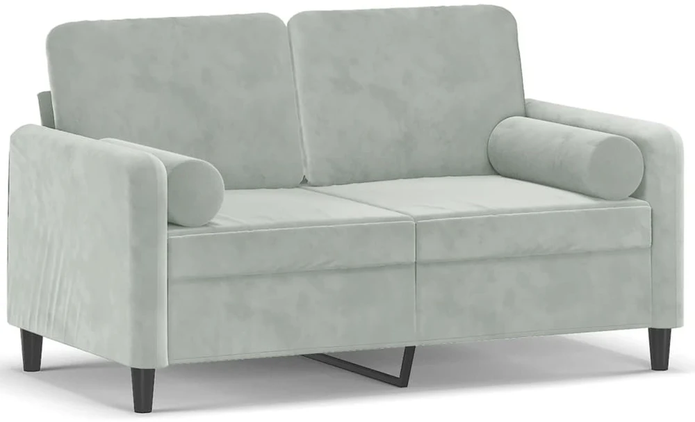 Dvivietė sofa su pagalvėlėmis, šviesiai pilka, 120cm, aksomas