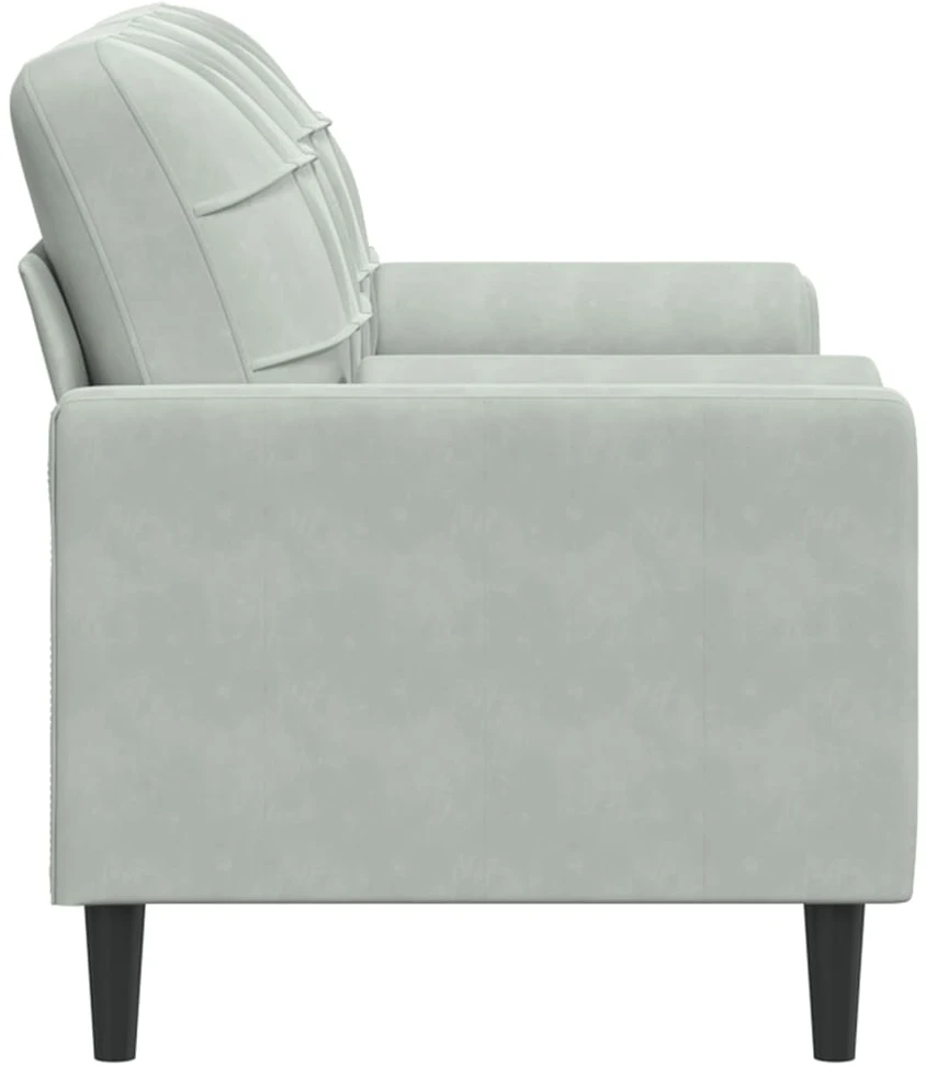 Dvivietė sofa su pagalvėlėmis, šviesiai pilka, 140cm, aksomas