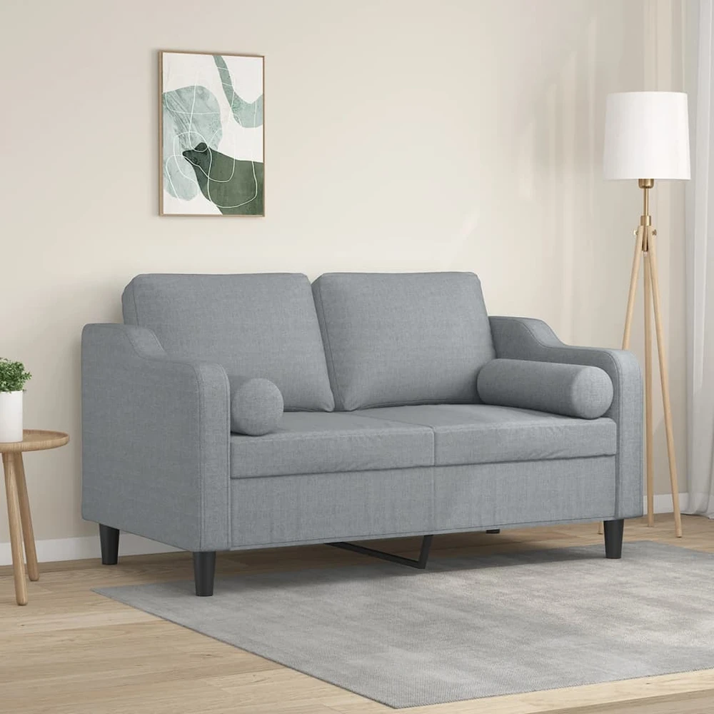 Dvivietė sofa su pagalvėlėmis, šviesiai pilka, 120cm, audinys