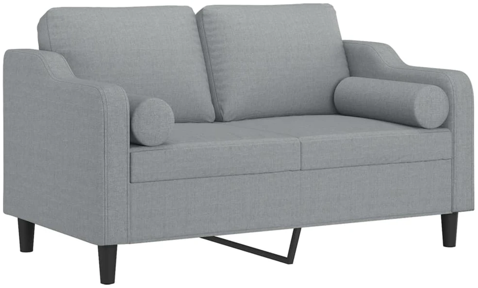 Dvivietė sofa su pagalvėlėmis, šviesiai pilka, 120cm, audinys
