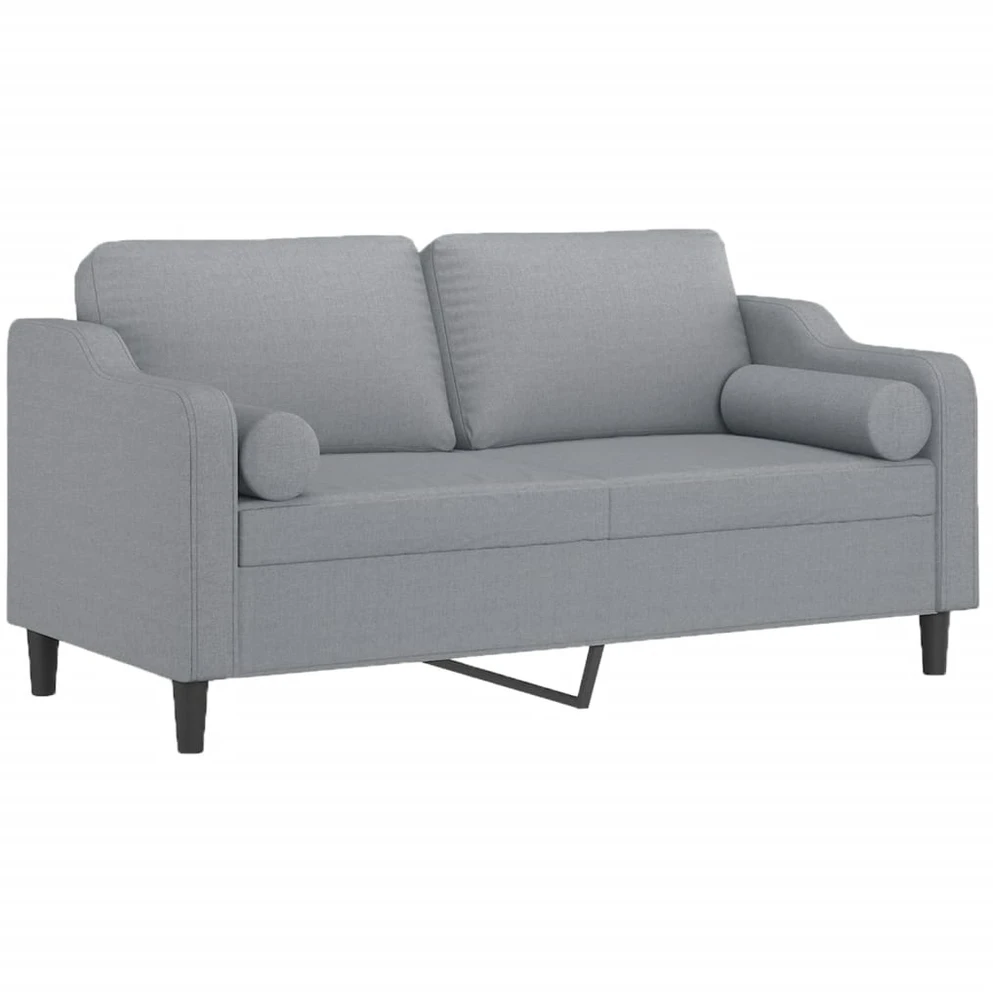Dvivietė sofa su pagalvėlėmis, šviesiai pilka, 140cm, audinys