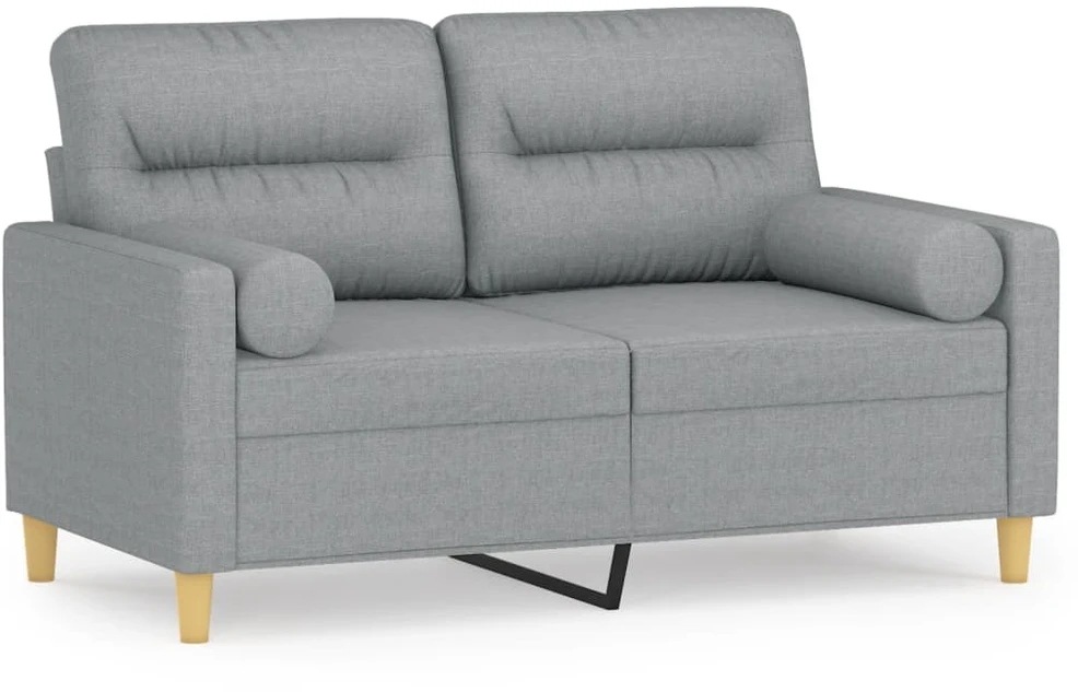 Dvivietė sofa su pagalvėlėmis, šviesiai pilka, 120cm, audinys