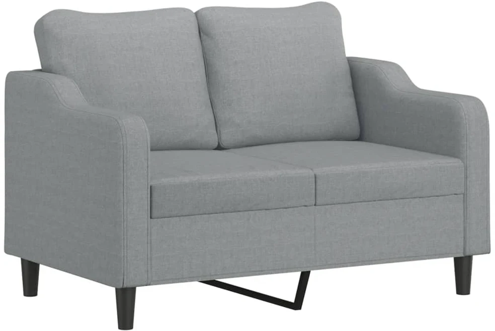 Dvivietė sofa su pagalvėlėmis, šviesiai pilka, 120cm, audinys