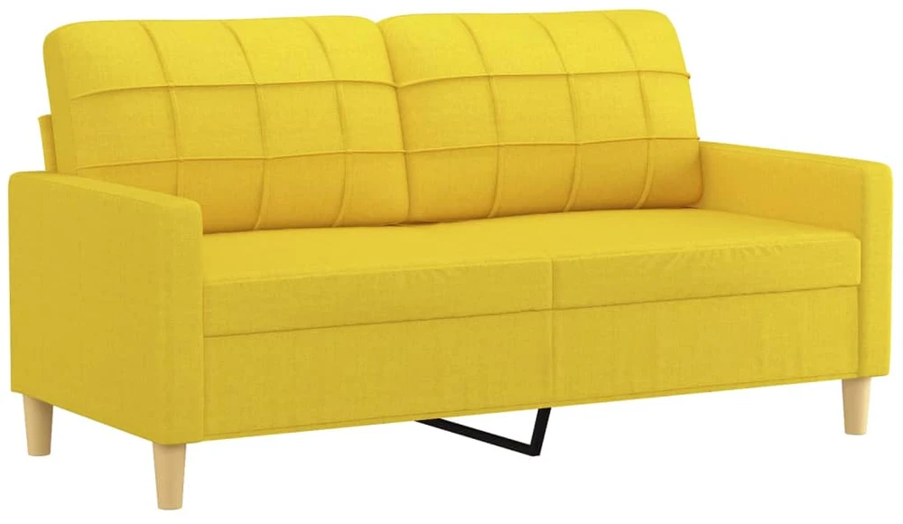 Dvivietė sofa su pagalvėlėmis, šviesiai geltona, 140cm, audinys