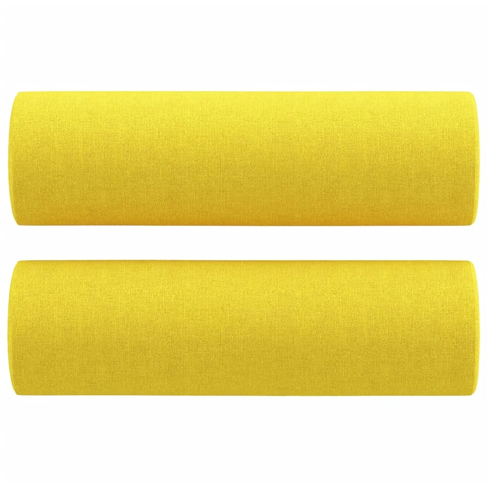 Dvivietė sofa su pagalvėlėmis, šviesiai geltona, 140cm, audinys