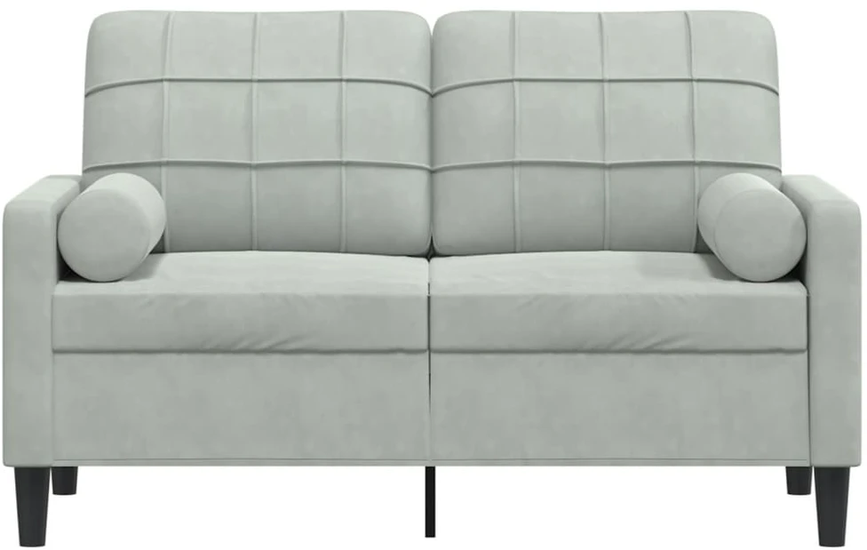Dvivietė sofa su pagalvėlėmis, šviesiai pilka, 120cm, aksomas