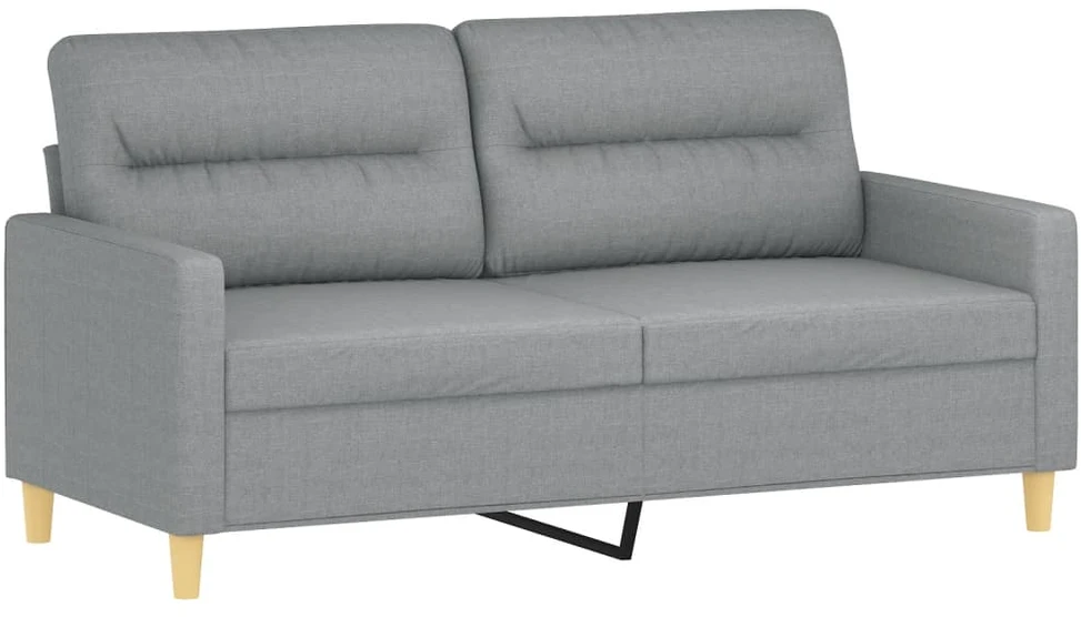 Dvivietė sofa su pagalvėlėmis, šviesiai pilka, 140cm, audinys