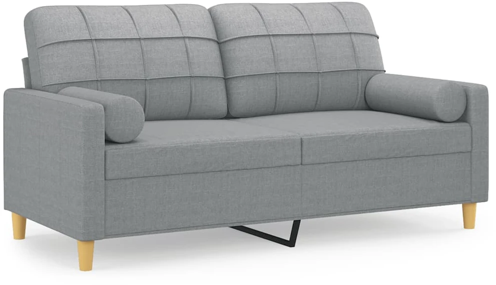 Dvivietė sofa su pagalvėlėmis, šviesiai pilka, 140cm, audinys