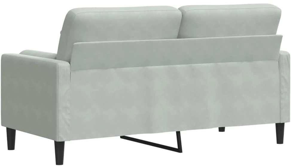 Dvivietė sofa su pagalvėlėmis, šviesiai pilka, 140cm, aksomas