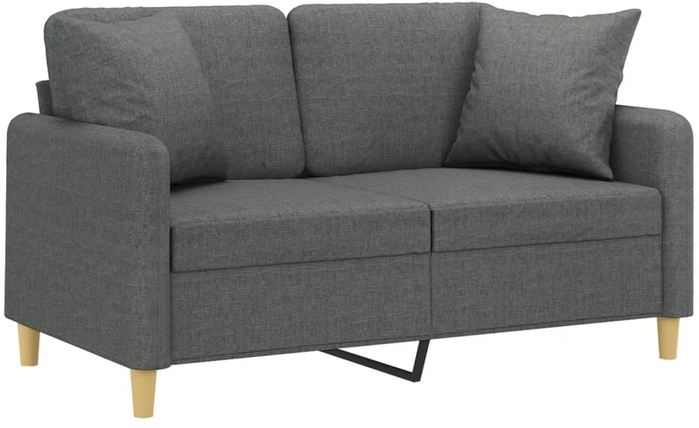 Dvivietė sofa su pagalvėlėmis, tamsiai pilka, 120cm, audinys