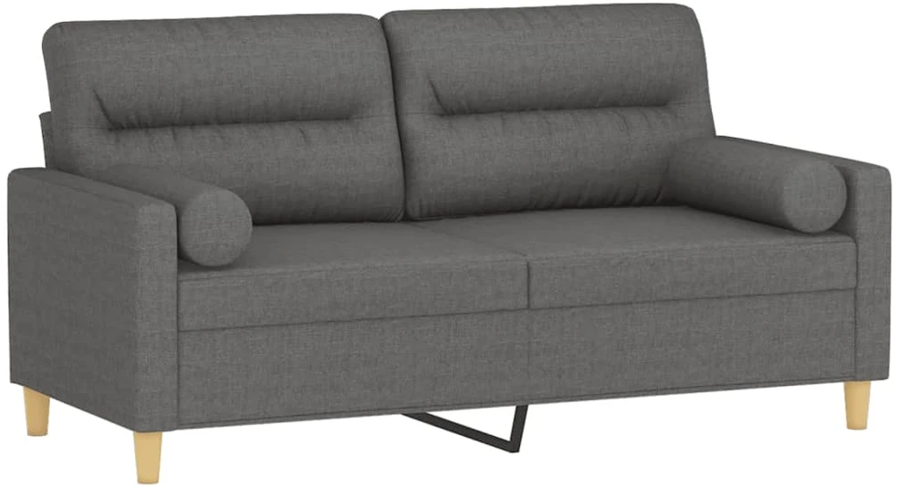 Dvivietė sofa su pagalvėlėmis, tamsiai pilka, 140cm, audinys